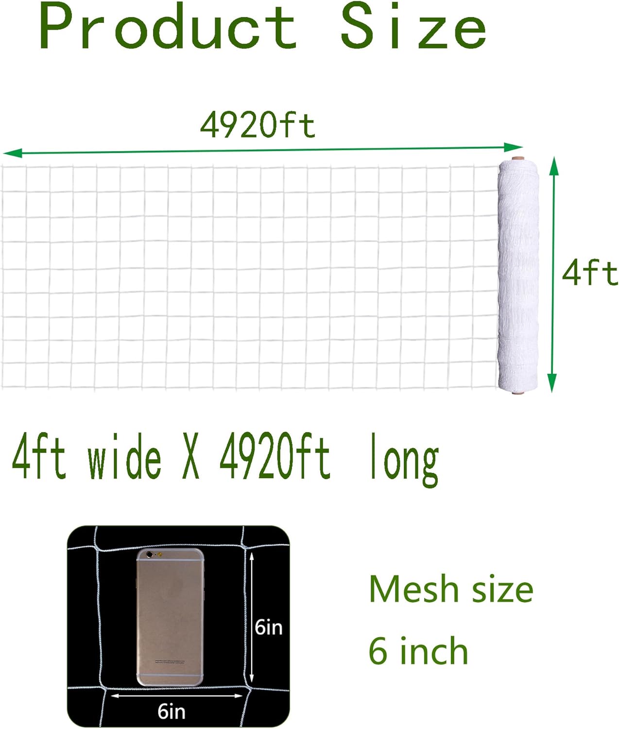 Professional Garden Trellis Netting Bulk Roll - 48''x4920' Heavy-Duty Plastic Garden Netting for Climbing Plants,Garden Melons Vegetables, Grape Racks, Hydroponic