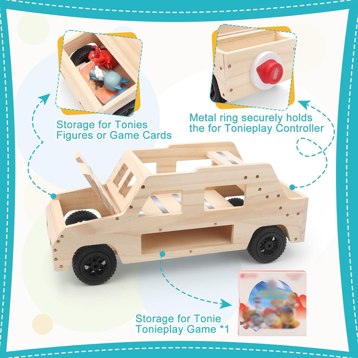 for Toniebox 1/2 Car Shelf Storage, Car Shelf Organizer for Tonies Figures Characters, Holder Tonieplay Game Controller Accessories, Display Collection 20~30 Characters