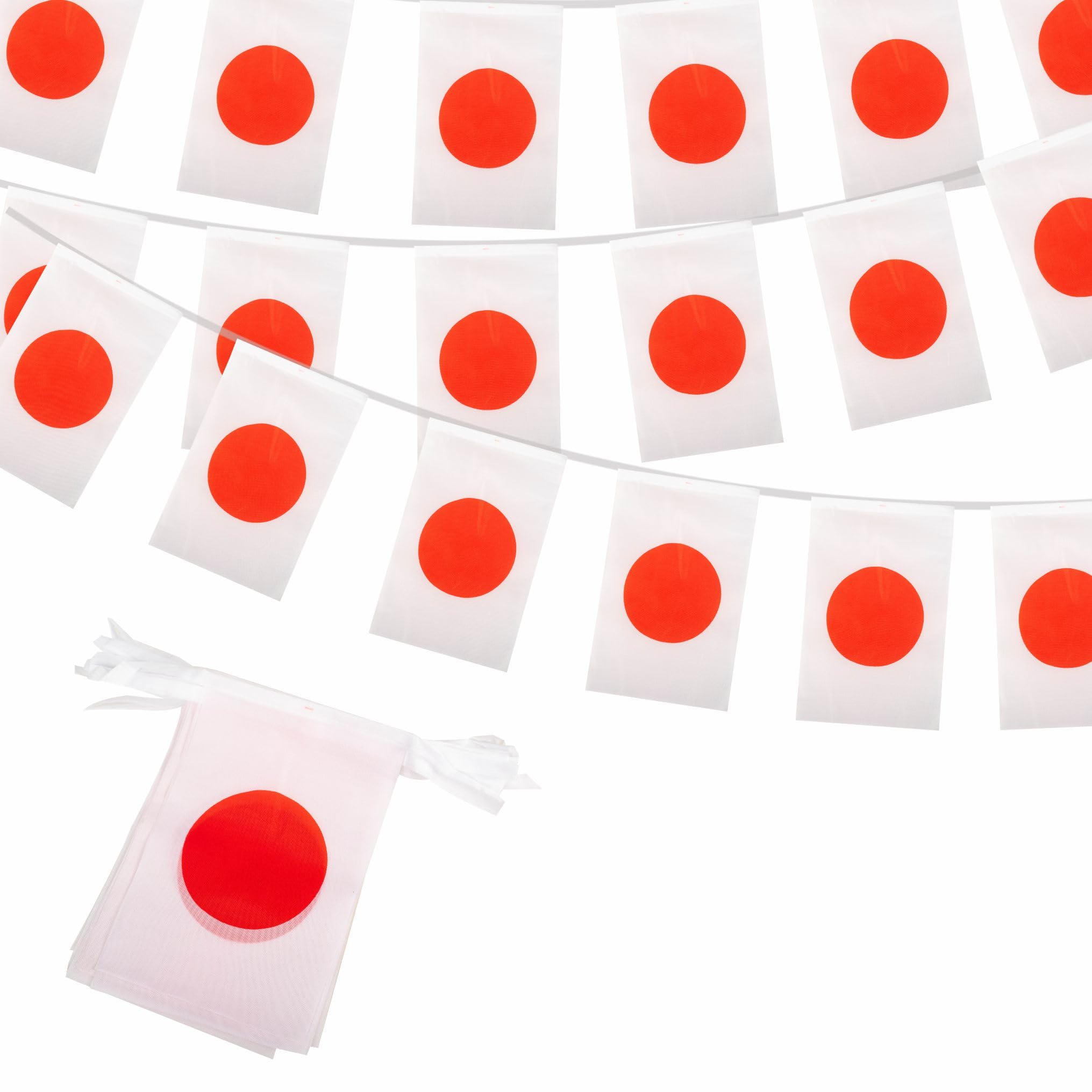 10m Japan Flag Polyester Bunting Banner with 30pcs Flags for 2026 World Cup Party Decorations, 14 x 21 cm Rectangle Japan String Flags for football fans Game Day National Day Pub Party Decor — image 1
