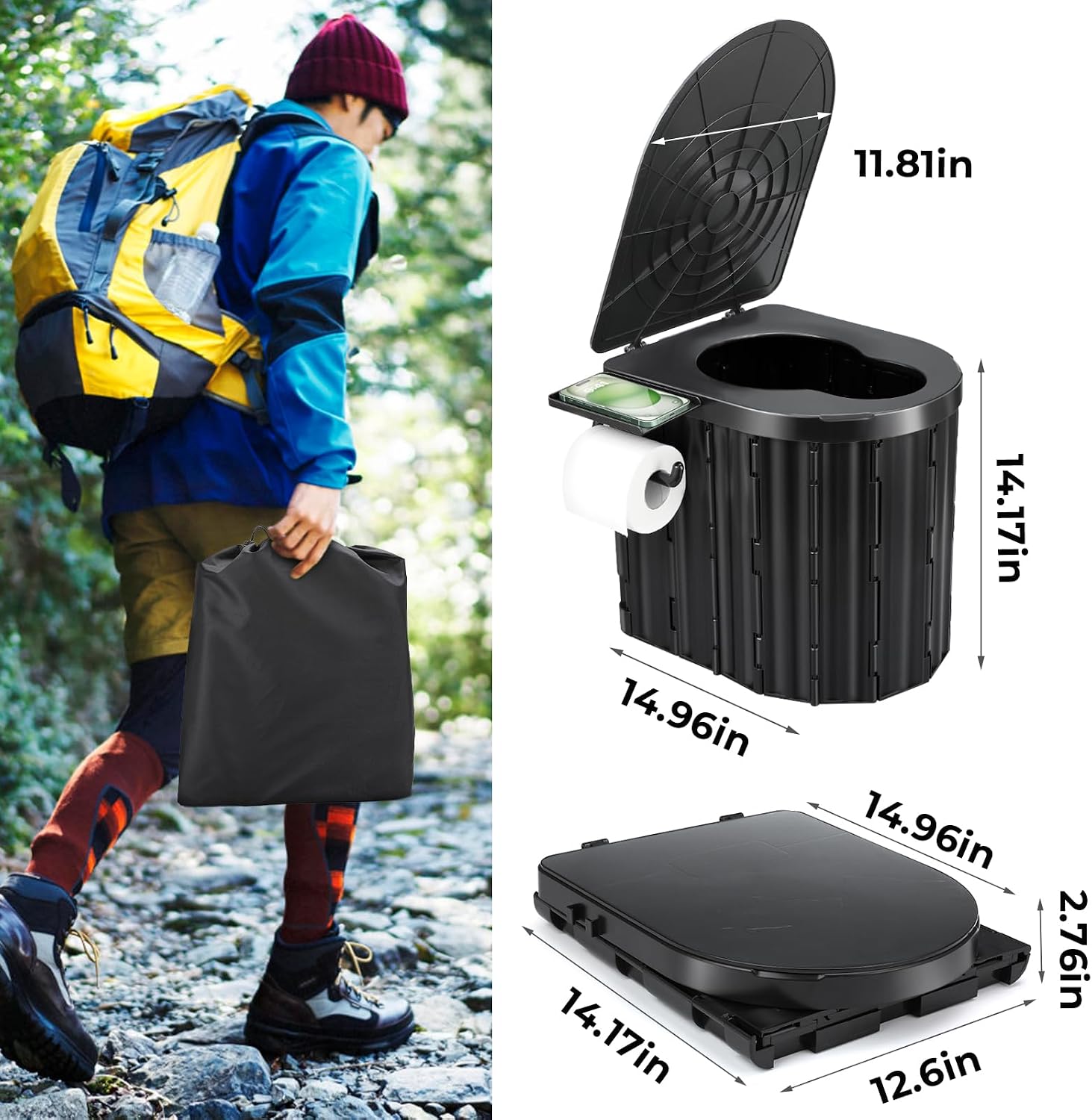 Sckee Portable Toilet and 60Pack Poo Gel for Portable Toilet