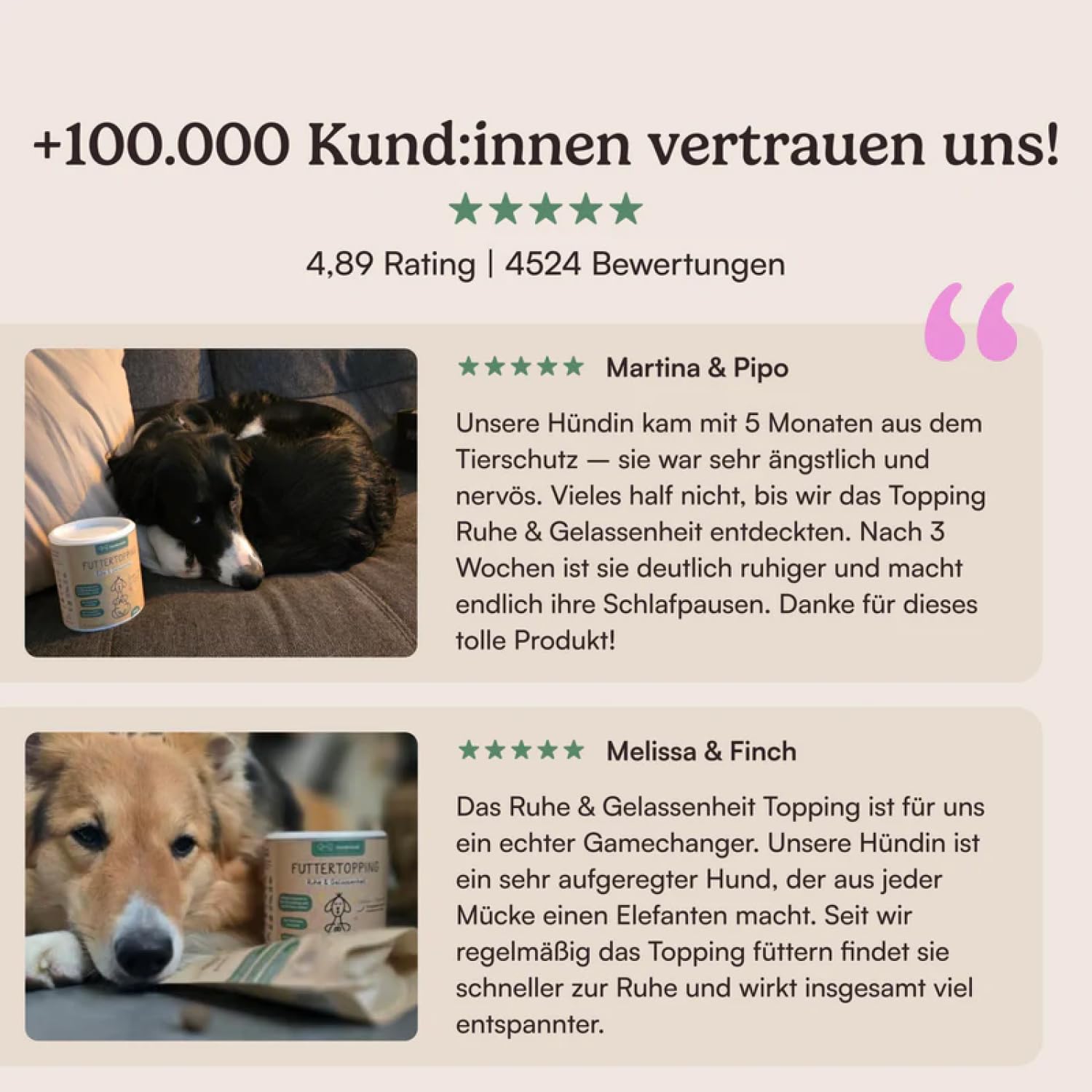 HUNDERUNDE Nahrungsergänzungsmittel Hund - Gesundheitsprodukte für Ruhe & Gelassenheit 3x250g - Foodtopping (3, Ruhe & Gelassenheit)