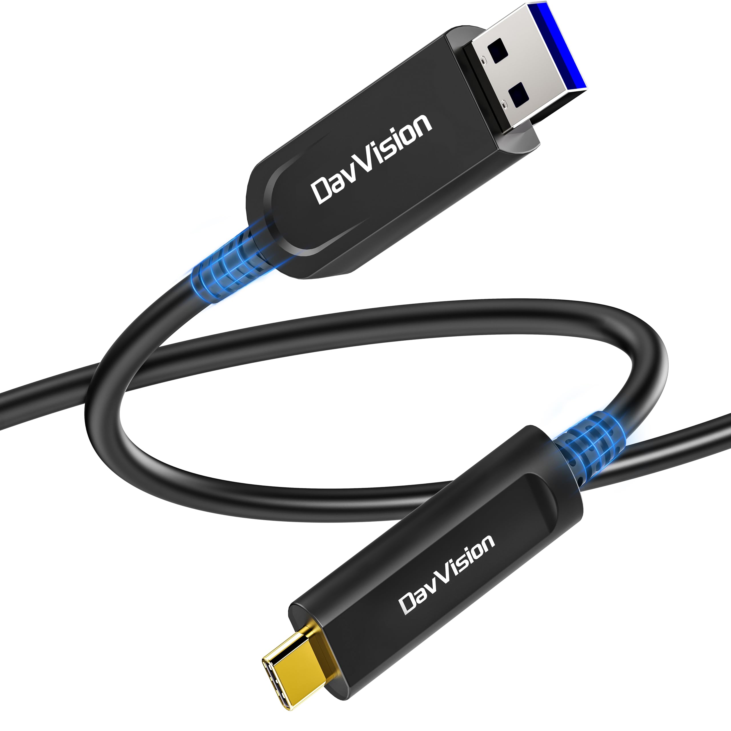 USB A auf USB C Glasfaserkabel 10m, 10Gbps USB 3.2 Gen2 Verlängerungskabel mit deutschem SiliconLine-Chip, ultradünn und lange Distanz für Logitech 4K Kamera, VR/AR, Videokonferenz