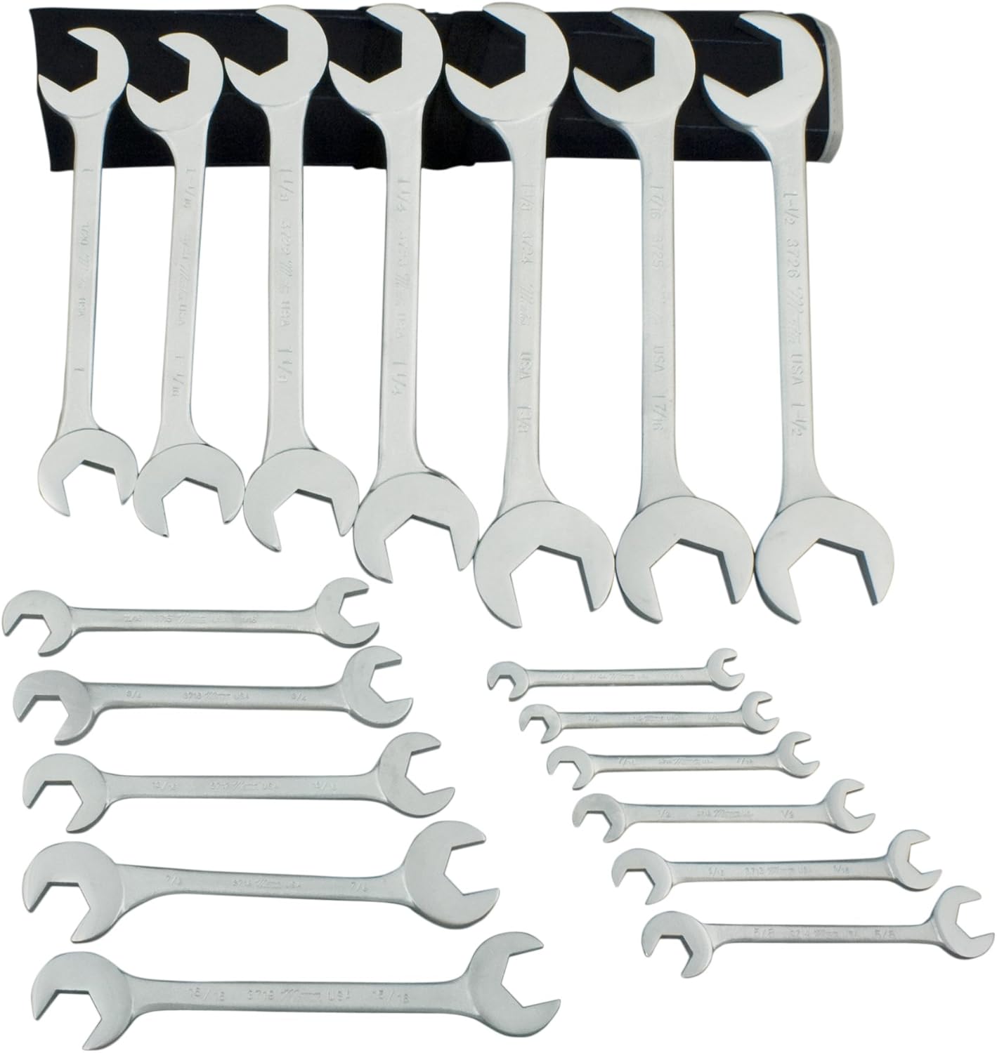 Martin OB18K Hydraulic Wrench Set, 18 Pieces ranging from 11/32" x 11/32" to 1-1/2" x 1-1/2" in Roll Bag, Chrome Finish