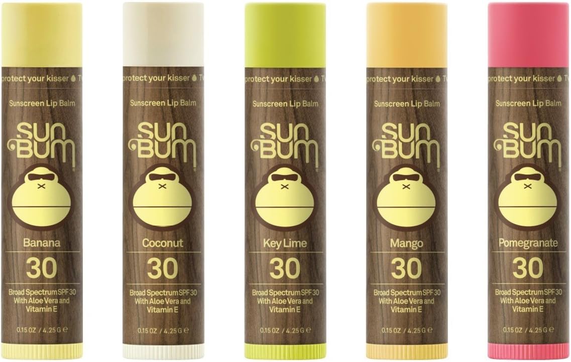 Sun Bum Sunscreen Lip Balm, SPF 30 Variety Pack, Coconut, Pomegranate, Mango, Key Lime, Banana : Beauty & Personal Care