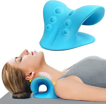 DOLTAS Fabric Neck And Shoulder Relaxer For Tmj Pain Relief And Cervical Traction Device For Spine Alignment|Neck Stretcher Chiropractic Pillow For Neck Pain Relief (Sky Blue, - image, photos