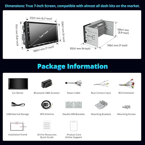 Miniatura 8 de Estéreo de auto A5L doble DIN con CarPlay inalámbrico y Android Auto, pantalla táctil de 7 pulgadas, Android para coche, escáner OBD2, conexión