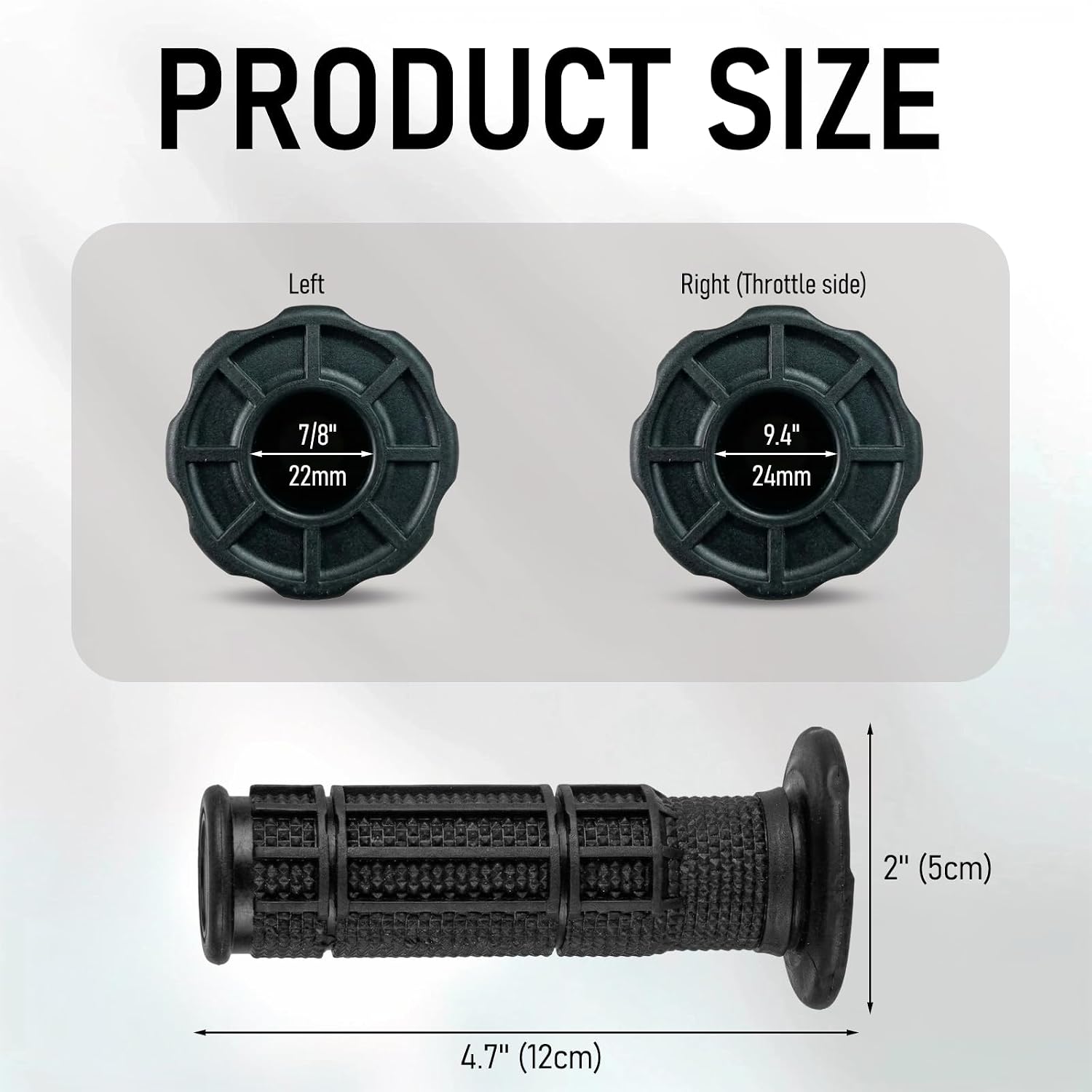 7/8'' Dirt Bike Grips with Grip Donuts, Half Waffle Handlebar Grips for Motorcycle Motocross Pit Bike E-Bike