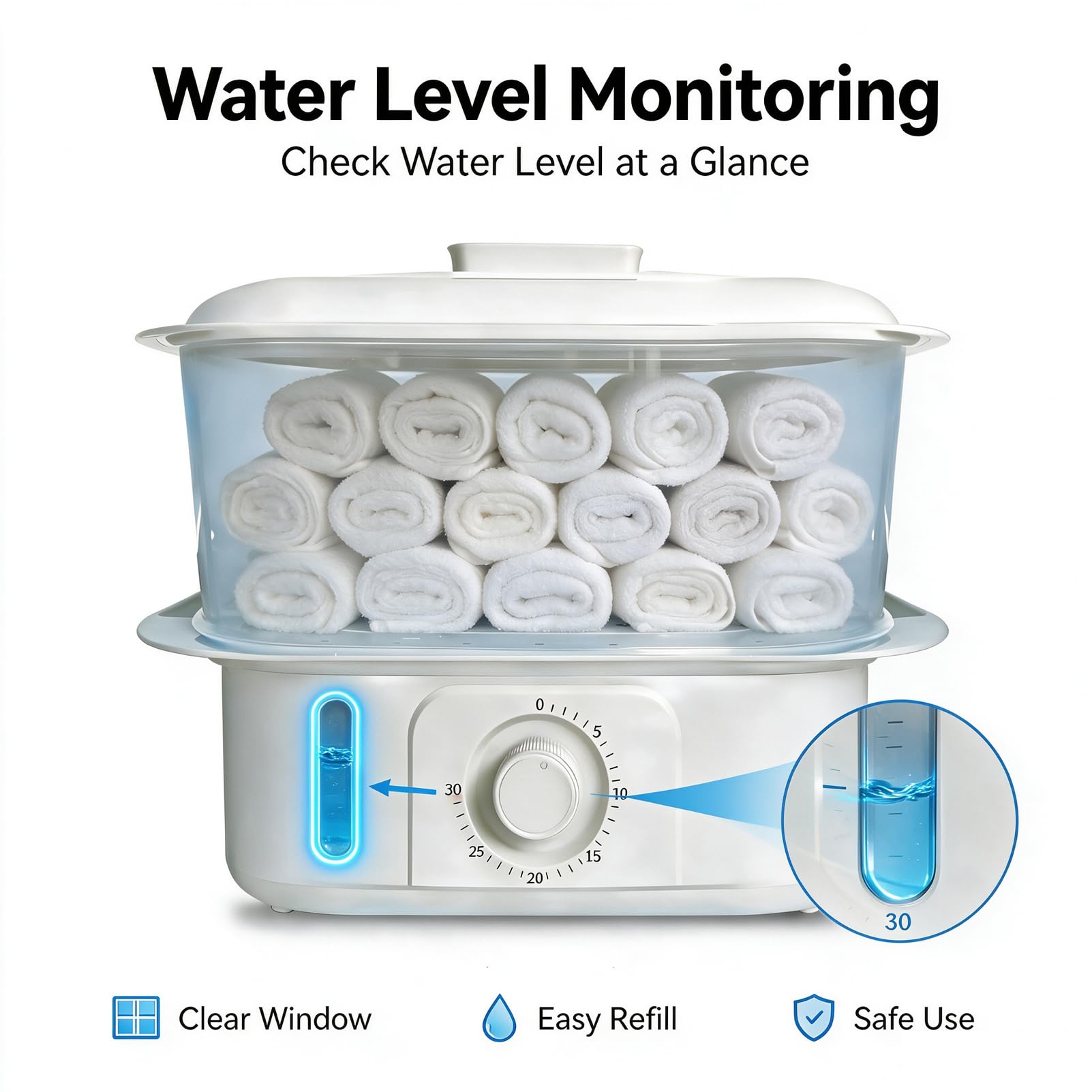 Vaporizzatore Per Asciugamani A Riscaldamento Rapido, Funzione Timer | Macchina a vapore per scaldasalviette caldo, monitoraggio del livello dell'acqua per club, parrucchieri e ristoranti(white)
