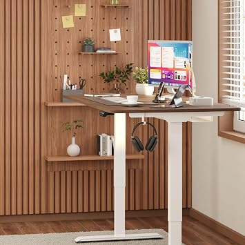 Uprise Comfort Çift Motorlu Yükseklik Ayarlı Masa (72–121 cm) - Beyaz (Beyaz Ayak/Ceviz Tabla, 160x80 cm)