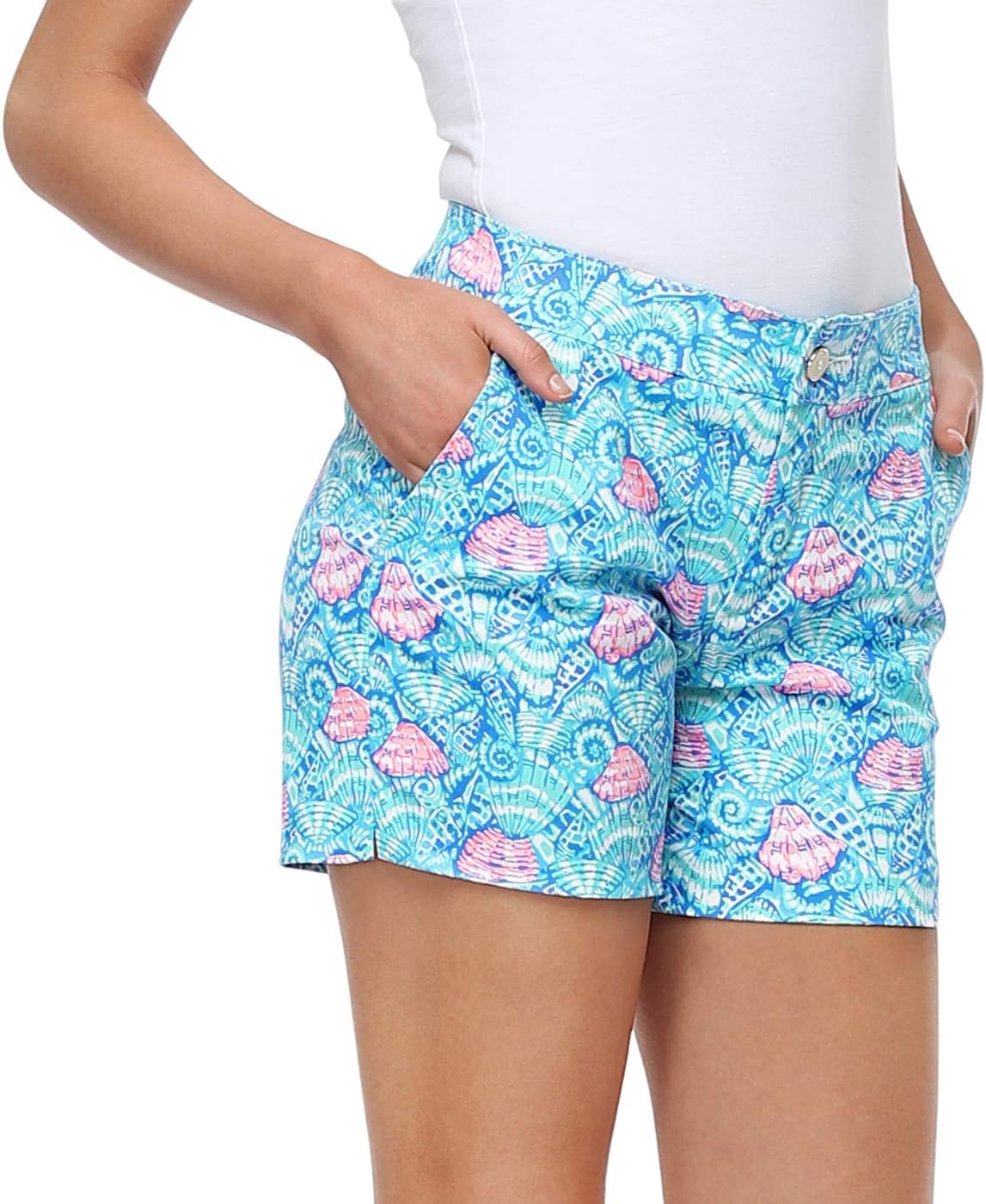 HDE Chino Shorts for Women 5" Inseam High Waisted Casual Stretch Summer Shorts - Image 2