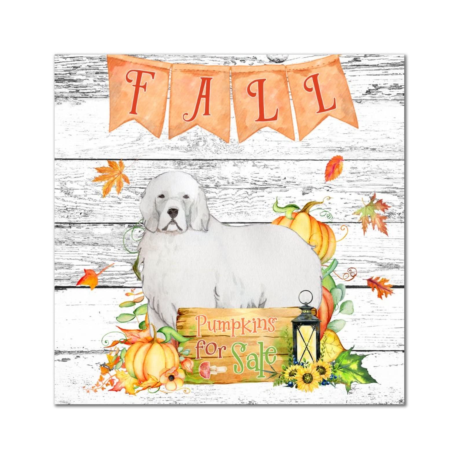 Plaque murale en bois Fall Pumpkins et Husky décoration rétro de 30,5 cm