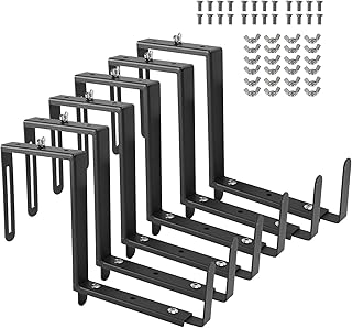 6-Pack Window Box Bracket,Adjustable Planter Box Brackets, Heavy Duty Q235 Steel Universal Outdoor Hanging Bracket, Flower Box Brackets for Fence Railings Windowsill Patio Garden Balcony