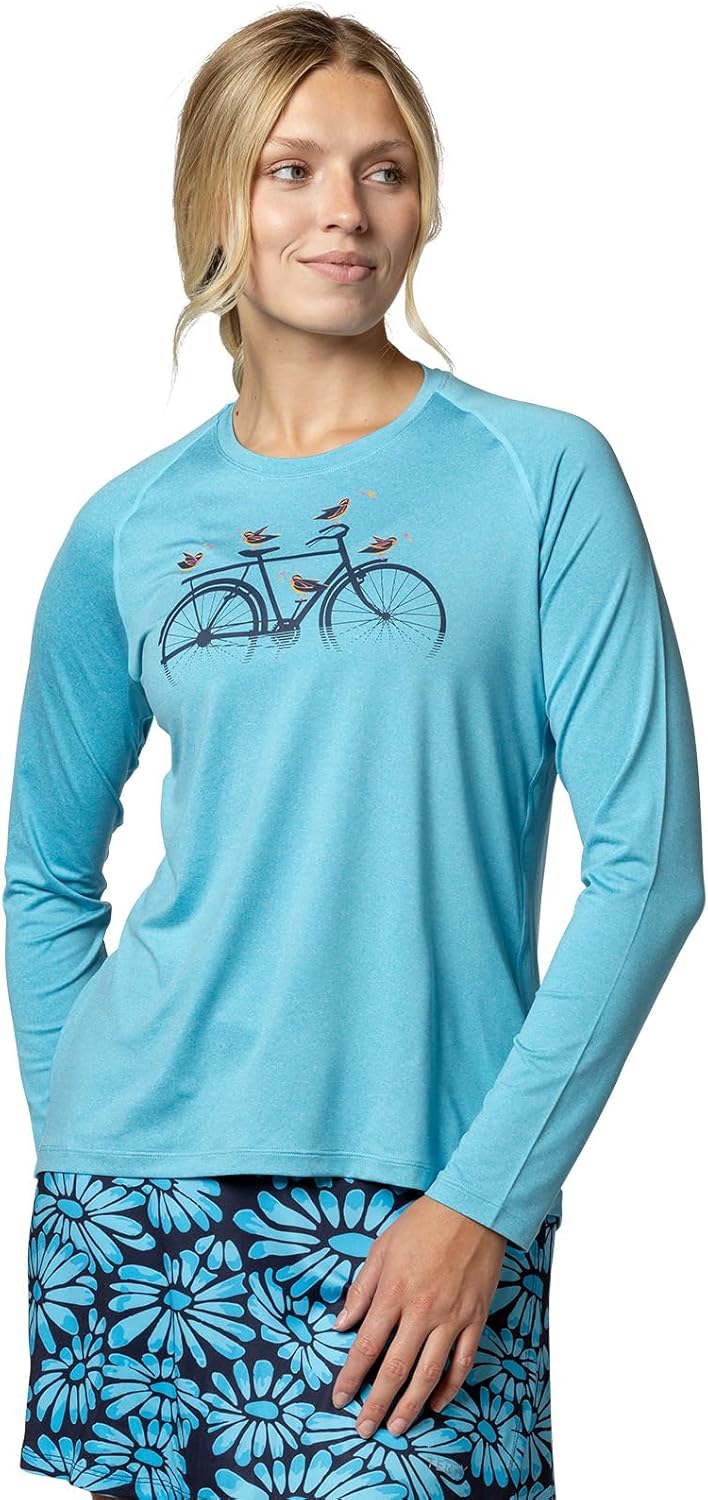 Terry Tech Tee Flow Long Sleeve Outdoor Performance Top, Women's UPF 50+ Sun Protection Quick-Dry Hike Bike Shirt