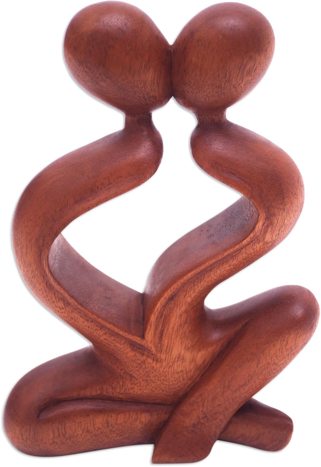 NOVICA Brown Romantic Suar Wood Sculpture, 7.75" Tall 'Heartfelt Kiss'