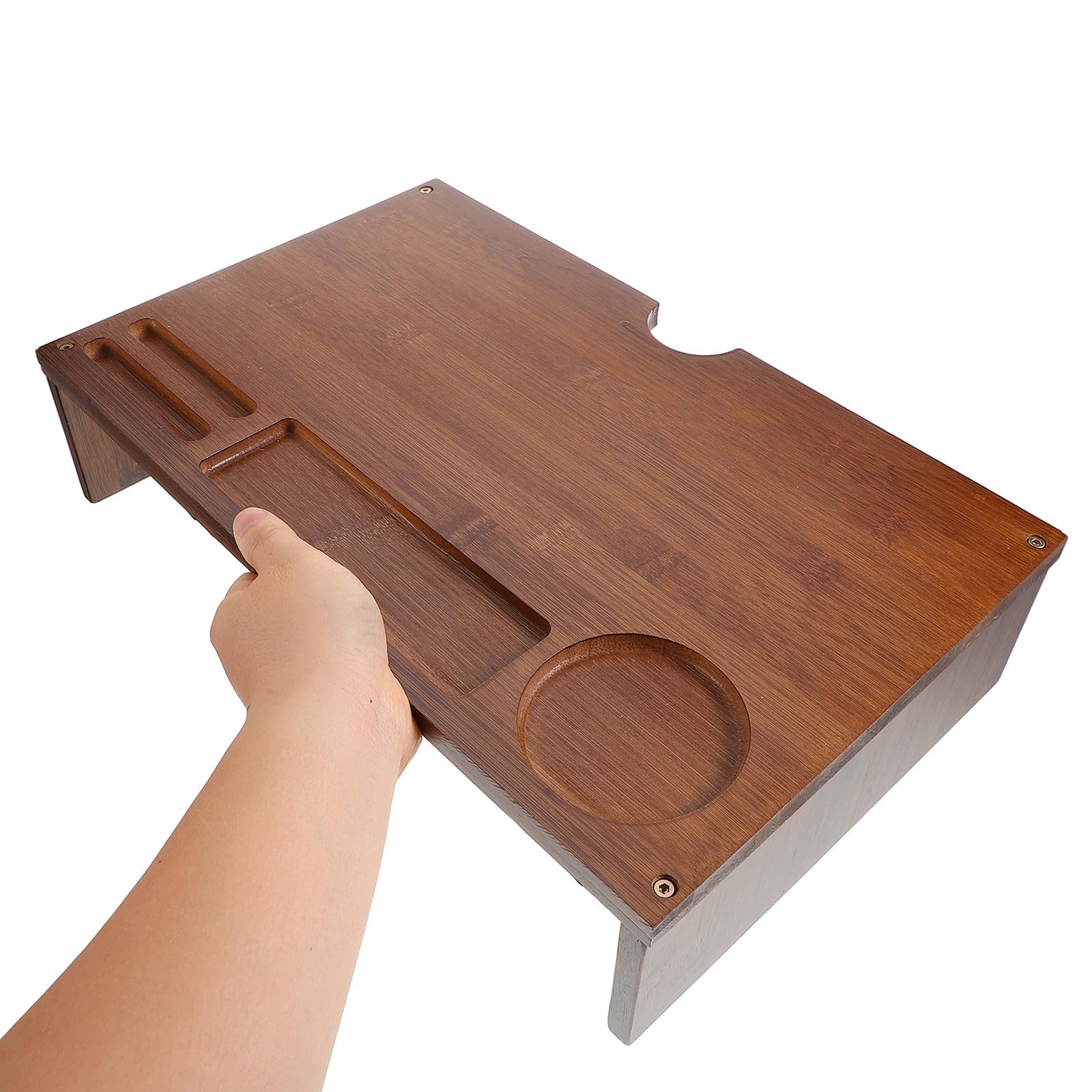 Soporte de Monitor de Escritorio, Soporte Elevador para Portátil de Madera, Café, para Oficina, Mejora la Postura y Organiza el Espacio