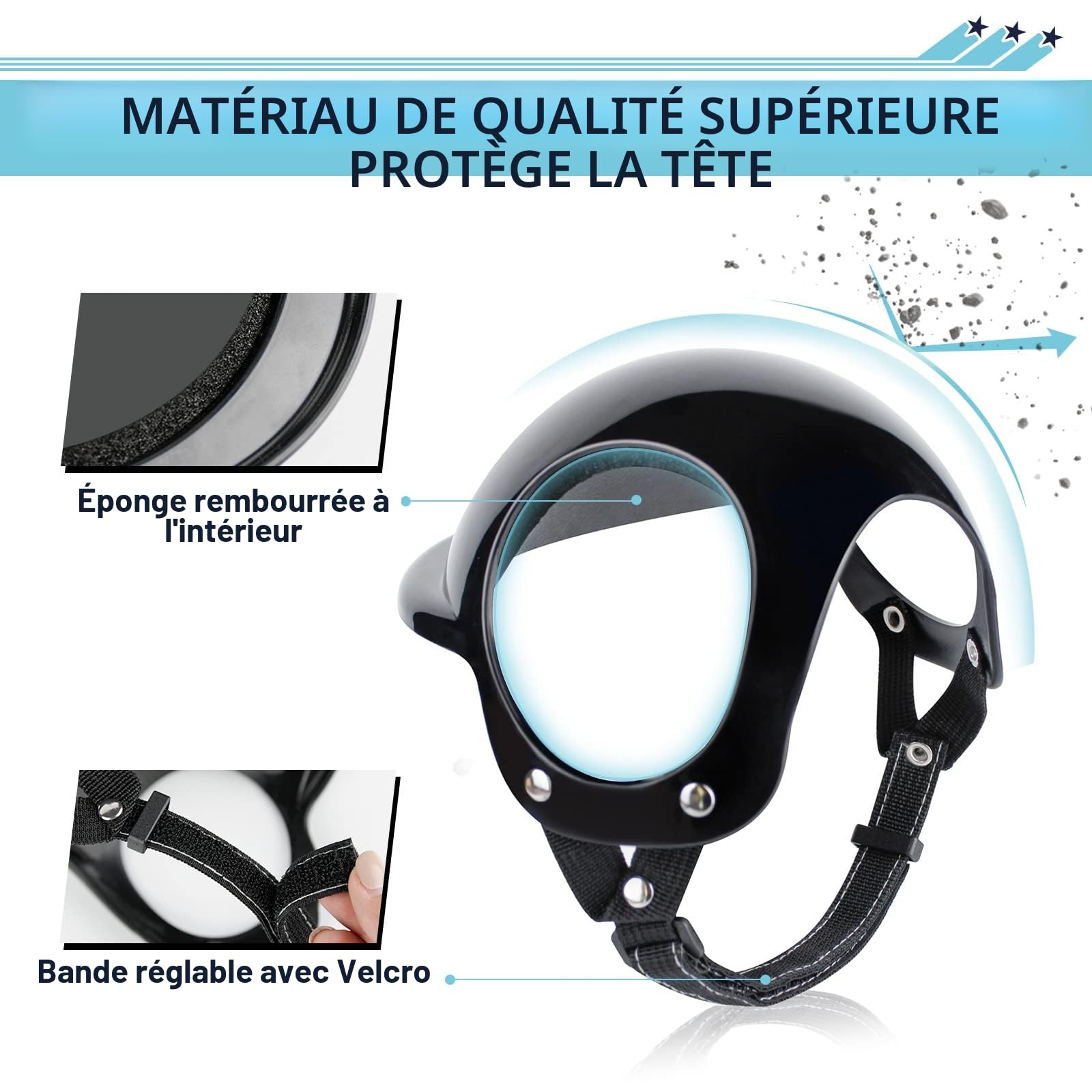 NAMSAN Lunettes de soleil antiUV pour chiens avec casque pour animaux de compagnie, résistantes au vent, protection oculaire pour chiens de petite, moyenne et grande taille