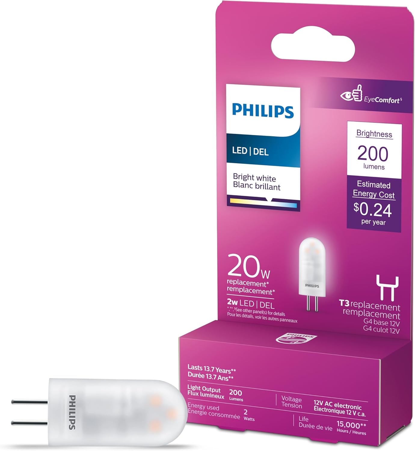 Philips 567198-2T3/G4/830/ND 12V 6/1PF LED Bi Pin Halogen Replacements