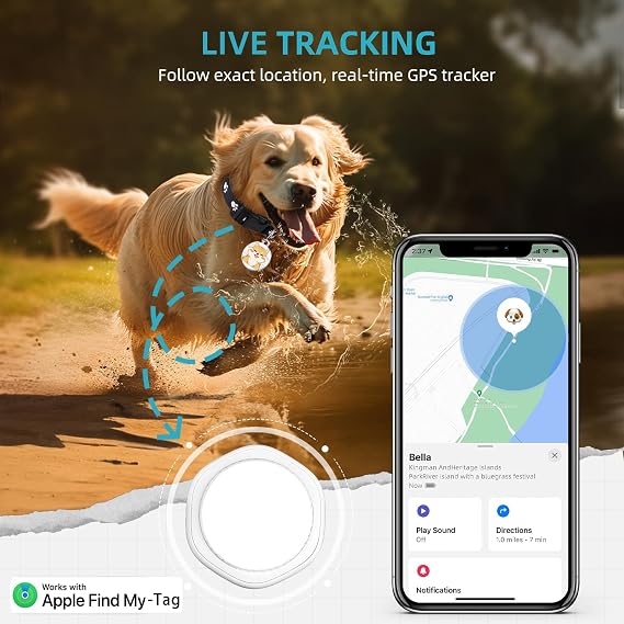 Dog Tracker-GPS Dog Collar-GPS Tracker for Dogs-Pet Tracker | Android and iOS Universal | No Monthly Fee | Waterproof | Works with Any Collar