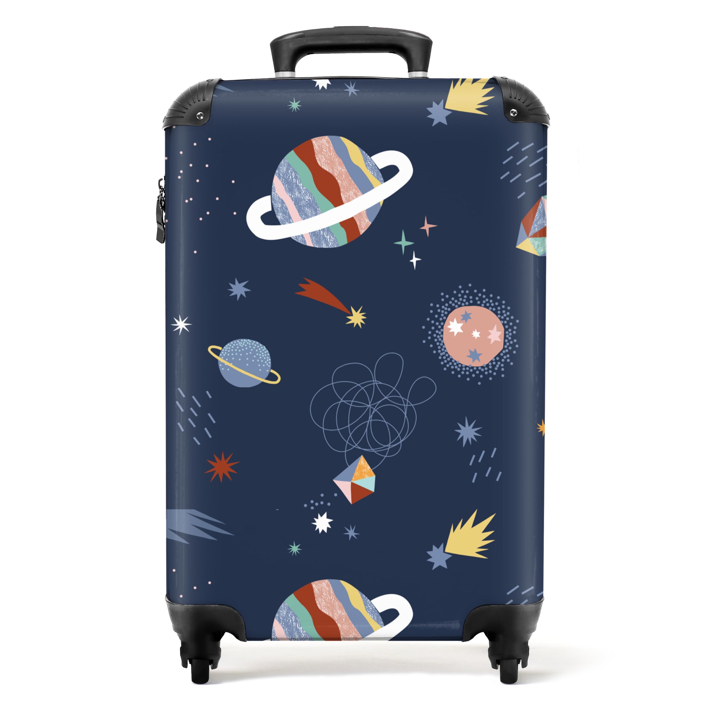NoBoringSuitcases.com Valise Enfant Cabine à roulettes, Bagages, Valisette 55x35x25cm (Planètes Pastel - Bleu)