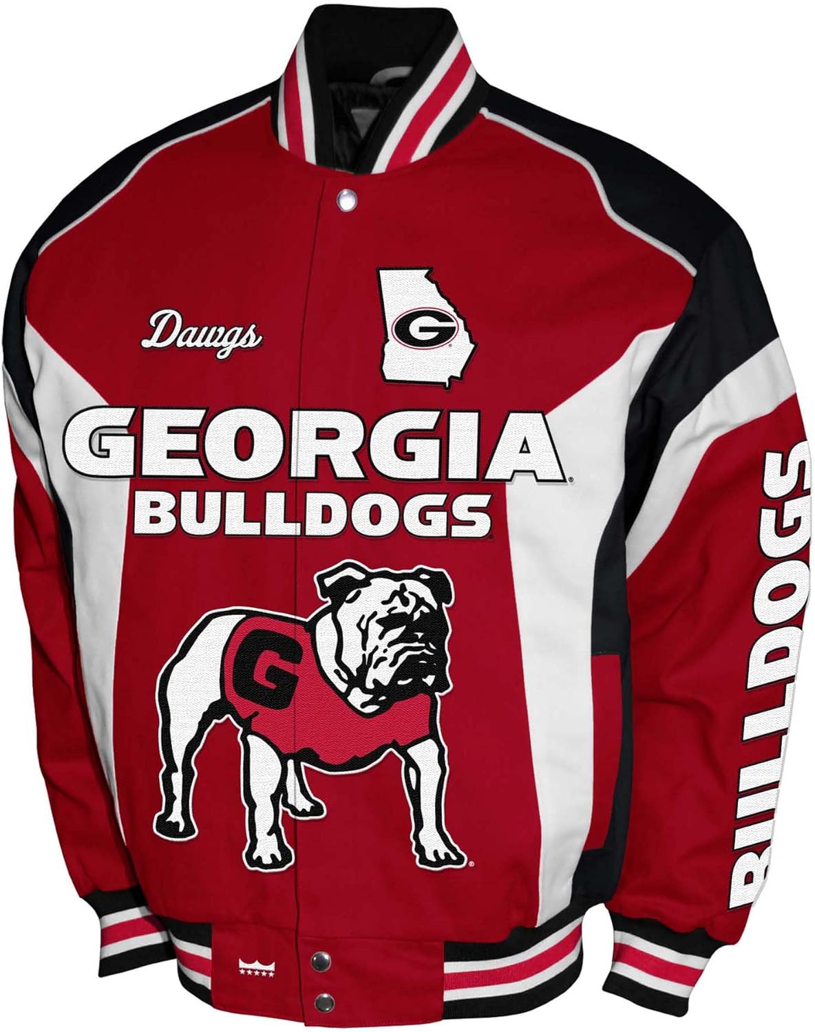 2Bhip NCAA Georgia Bulldogs Jacket - Red & Black Men's Spirit Twill Campus Coat - Bomber Jackets For Men