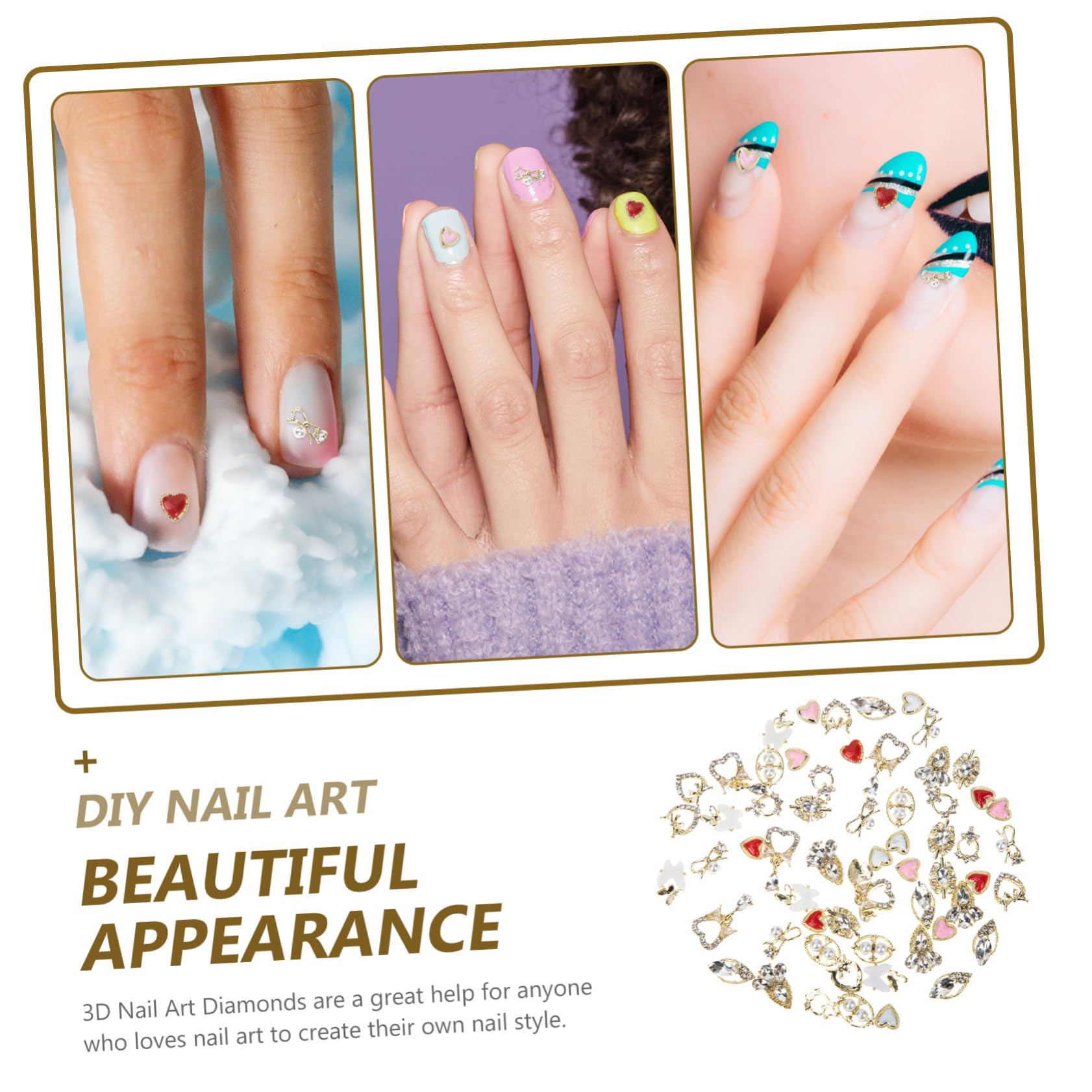 VICASKY 3 Set Decorazioni Unghie Kawaii Charms Per Manicure Te Accessori Leggeri E Durevoli Per Design Unghie Raffinati 60 Pezzi*3