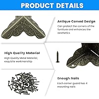 Vista 3 de SDTC Tech Paquete de 12 protectores de esquina de muebles de 1 x 1 pulgada, borde triangular de bronce antiguo, protector decorativo de esquina