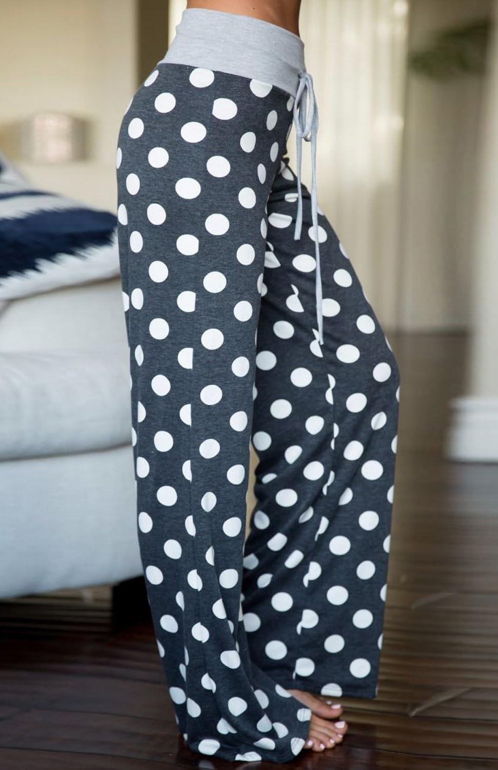 AMiERY Women's Comfy Casual Pajama Pants Floral Print Drawstring Palazzo Lounge Pants Wide Leg - Image 2