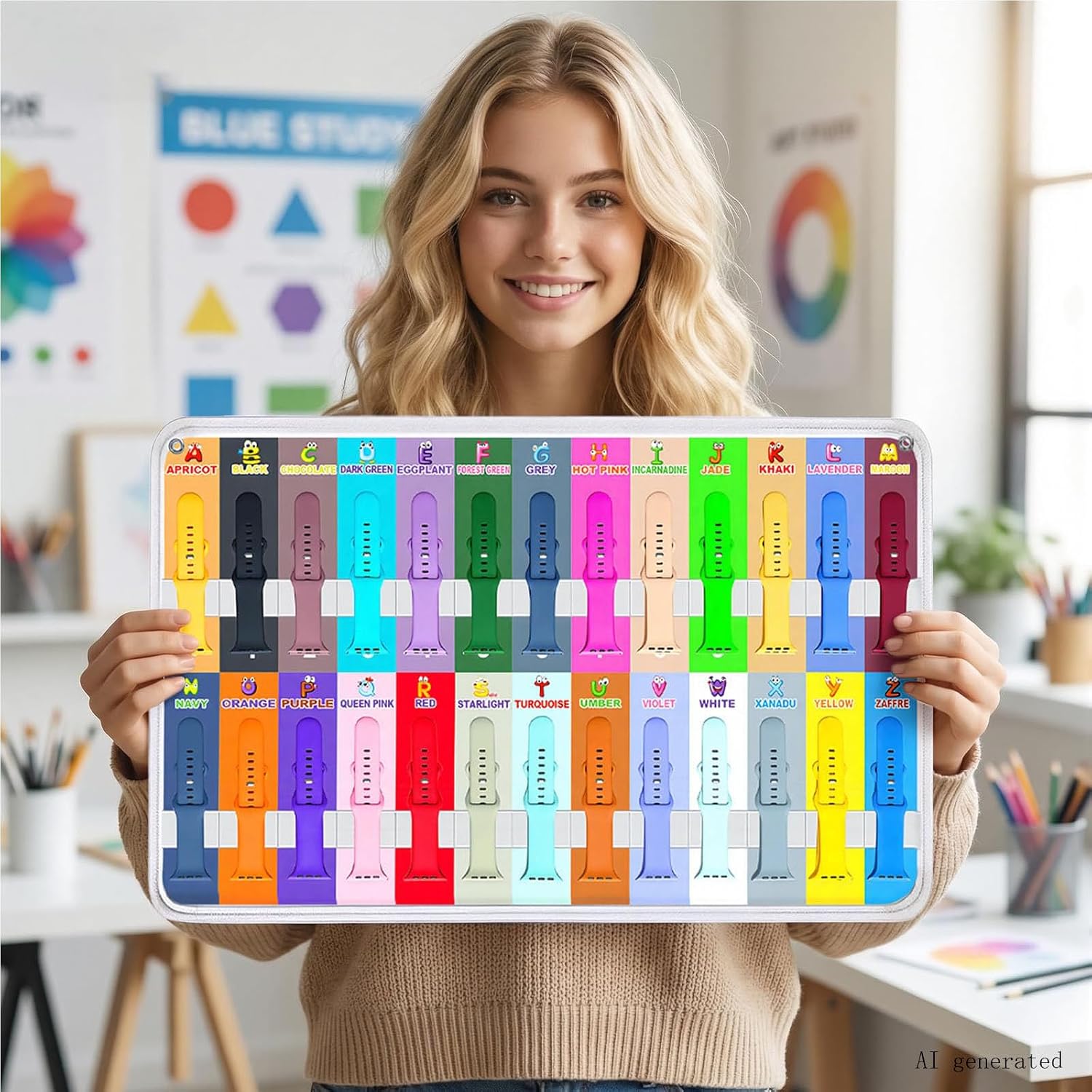26 Pack Sport Bands Compatible for Apple Watch Bands 38/40/41/42/44/45/46/49mm with Portable Fun Alphabet Printed Storage Bag, Soft Silicone Strap for Women Men iWatch Band Series 11 10 9 8 7 6 5 4 SE