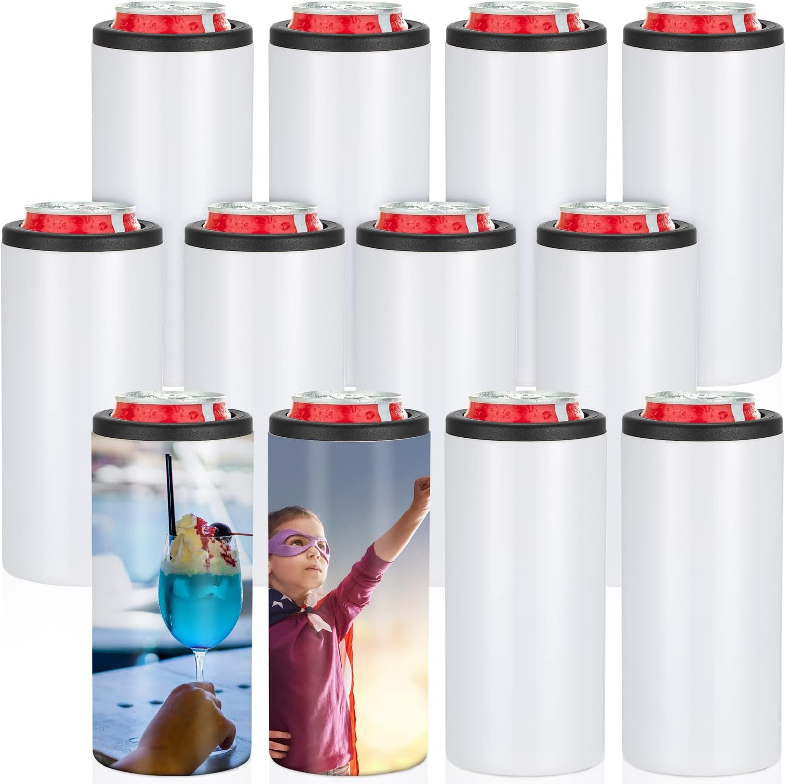 16 Pack Sublimation Can Cooler Sublimation Can Holder Stainless Steel Insulated Blank Can Cooler Sublimation Tumbler Vinly Gifts White 12oz P 181016736