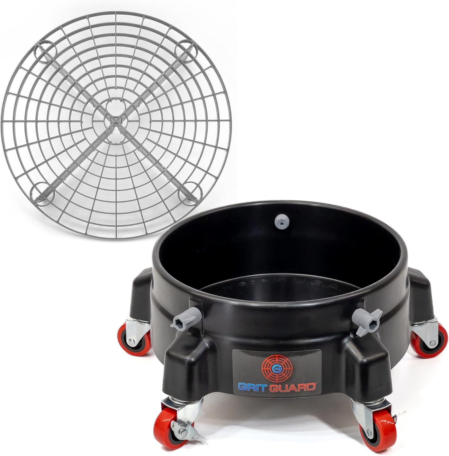 Grit Guard The Original Silver Bucket Insert + Bucket Dolly with Wheels (Black)