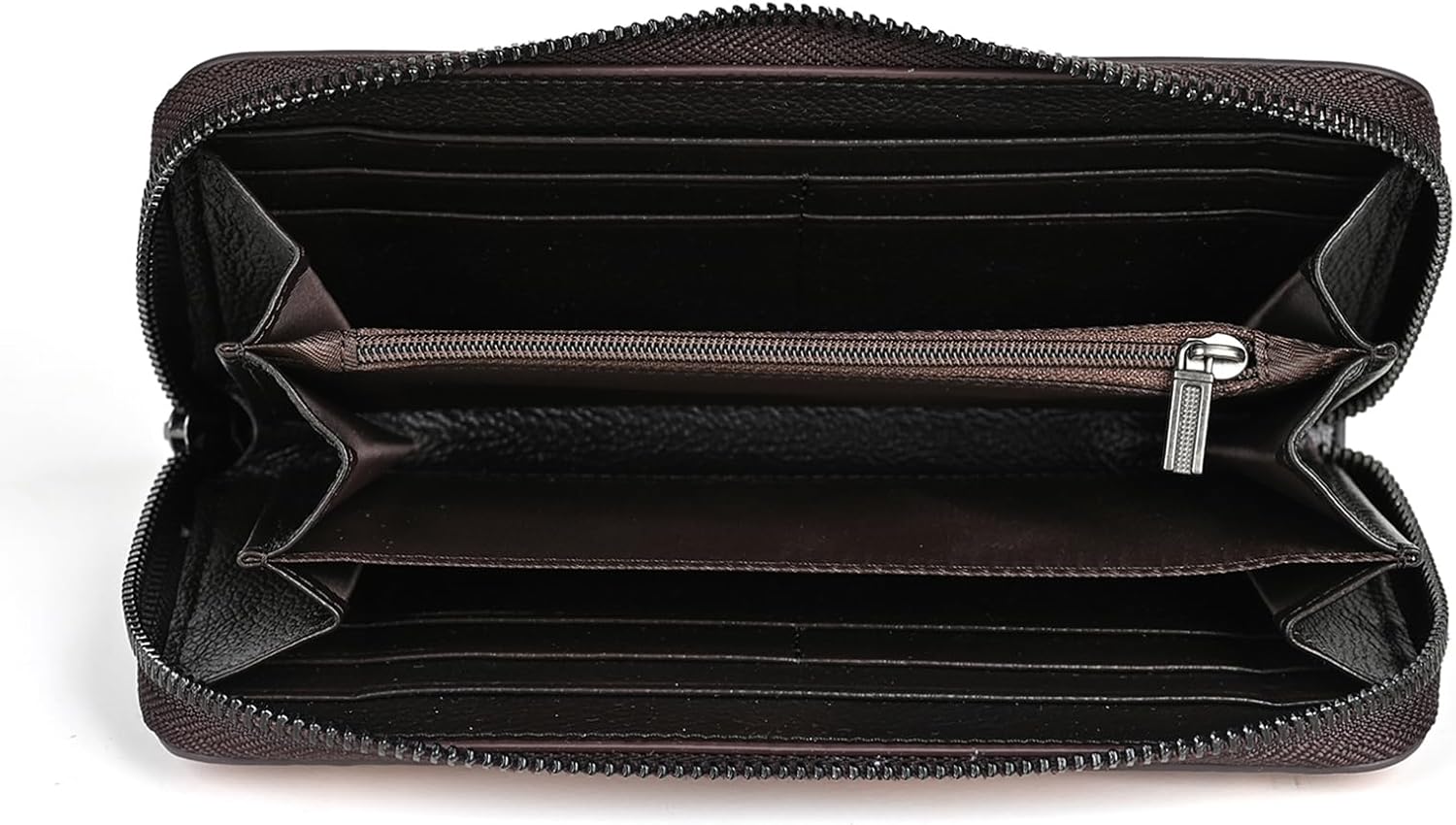 Genuine Leather Women's Wallet Flower Pattern Wristlet Long Wallet Card Holder (Brown) - Image 6