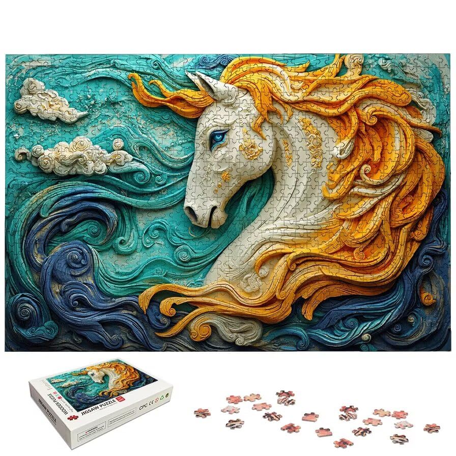 Puzzle 1500 Piezas, Puzzle Caballo con Caja Regalo, Animal Puzzles 1500 Piezas Adultos, Medidas: 87 x 57 cm, Rompecabezas Adultos de Madera, Rompecabezas para Decoración Hogar, Regalo Mujer, -4986