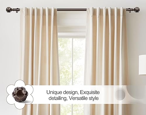 Miniatura 3 de KAMANINA Barra de cortina de 1 pulgada telescópica individual de 28 a 48 pulgadas (2.3-4 pies), 2 barras de cortina de bronce antiguo para ventanas