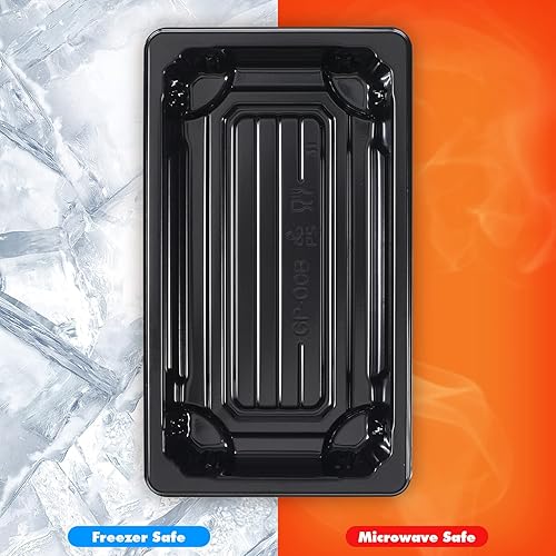 Miniatura 3 de Cabilock 100 bandejas de sushi con tapas, caja de sushi desechable, contenedor de transporte de pasteles de frutas, cajas para sushi, pasteles,