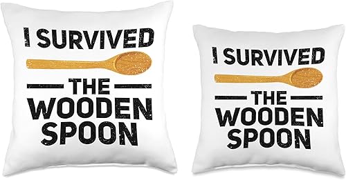 Miniatura 3 de Wooden Spoon Childhood Survivor 80s Nostalgia Pun I Survived The Wooden Spoon Funny Adult Humor - Almohada sarcástica para hombre, 16 x 16 pulgadas