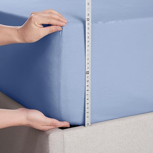 Miniatura 4 de Nestl Bedding - Sábanas bajeras con bolsillo profundo de 53 cm, Microfibra, azul, (Calm Blue), King