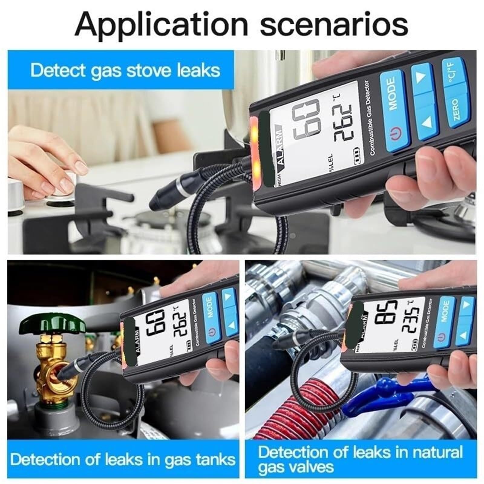Monitor de co2, Analizador De Gas Detector Combustible Medidor Monóxido Carbono Portátil Fuga para el hogar