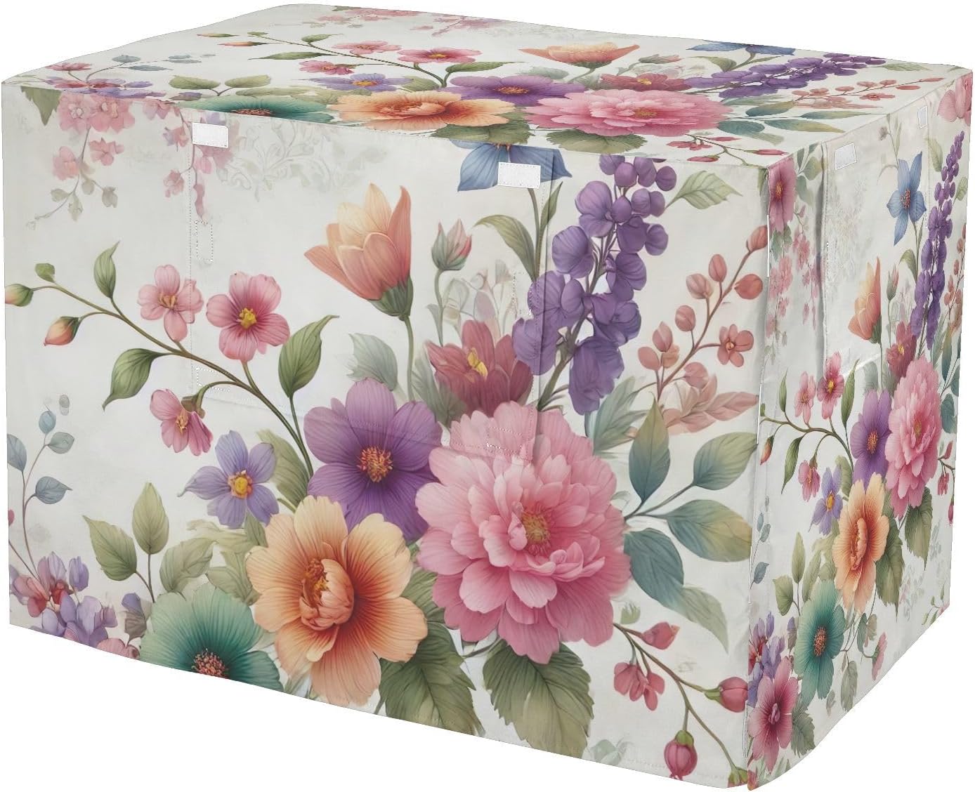 Colorful Flowers Blooming Dog Crate Cover Breathable, S-XL Windproof Cage Cover for Indoor Pets, X-Large