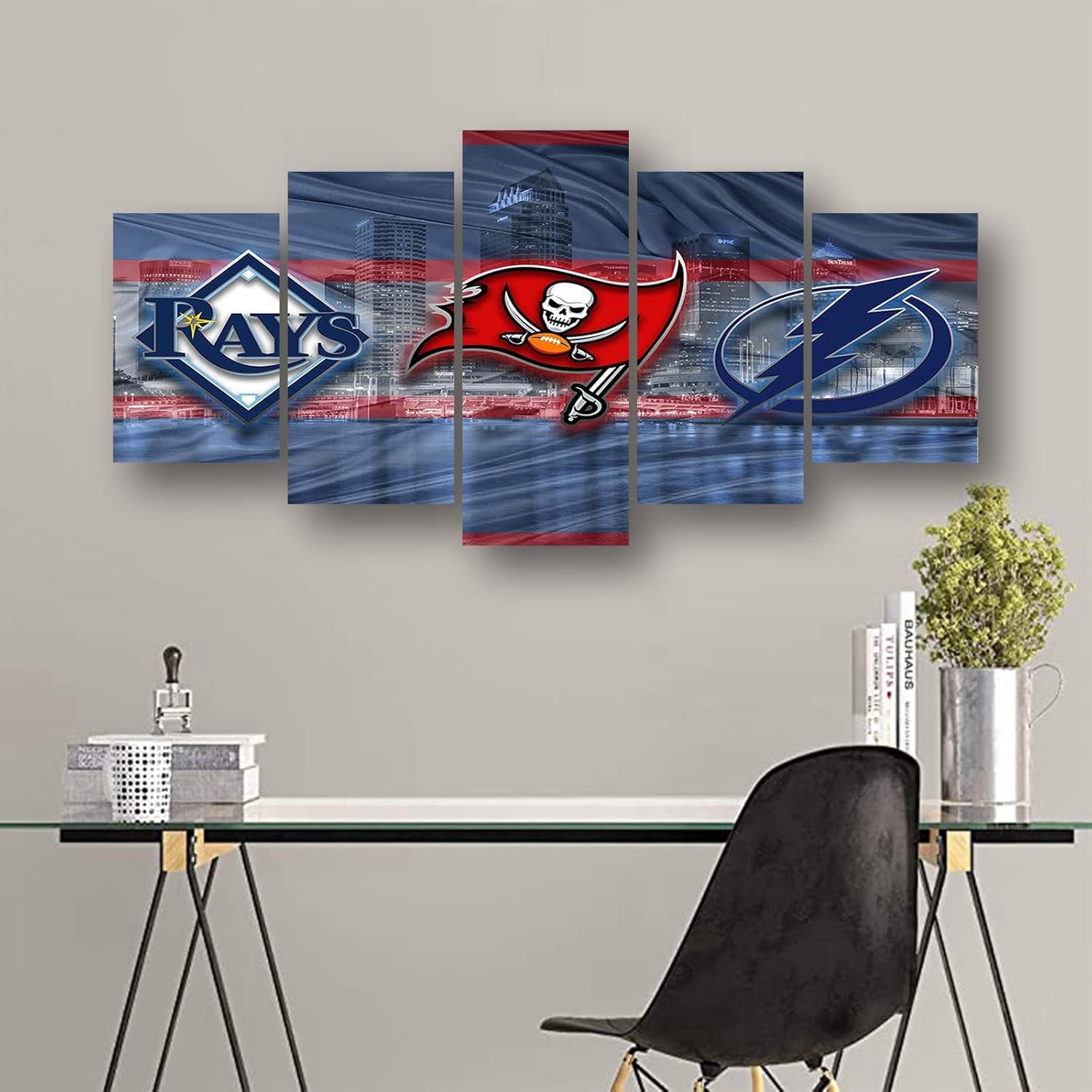 Tampa Bay City Sports Team Poster Sports Canvas Wall Art Pattern Print Art Deco Fan Home Decor Photo (Framed,60x100cm)