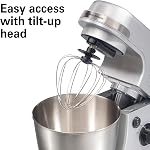 Hamilton Beach 7-Speed Mélangeur de stand pour la cuisson, 300W, 4 Bol en acier inoxydable Quart, Crochet de digue, fouet, batteur plat, bouclier amovible d'éclaboussure, argent (63385)