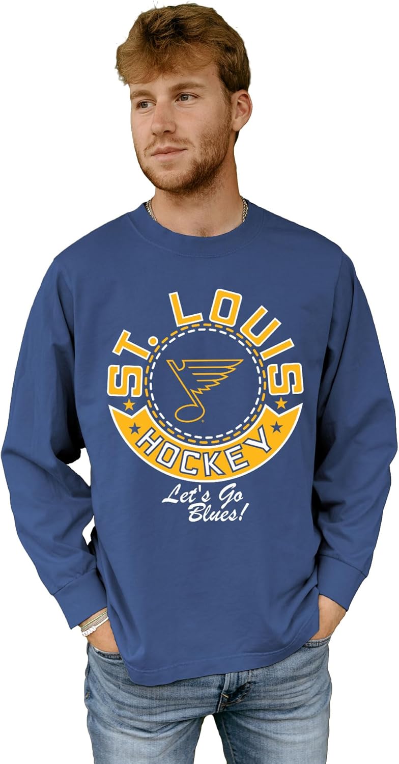Blue 84 NHL Officially Licensed Long Sleeve T-Shirt Throwback Honor