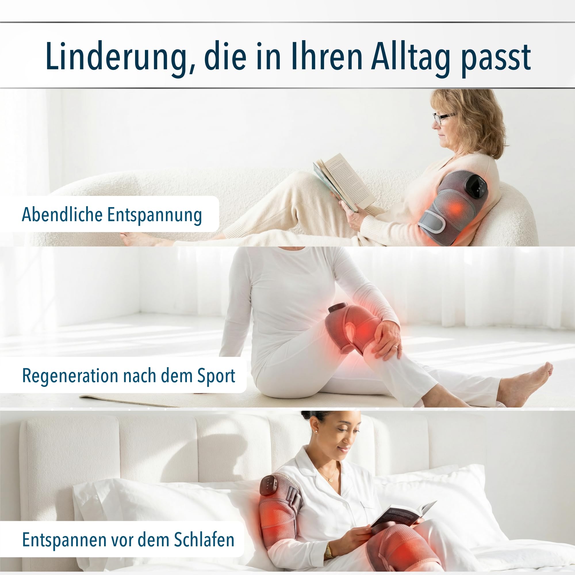 FORTHiQ RED+ Kniebandage mit Wärme und Rotlicht, 5 Intensitätsstufen, 52 Rot- & Infrarotlichtern, kabellos und verstellbar für Knie, Ellenbogen & Schultern, Geschenk für Männer & Frauen
