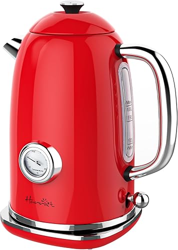 Miniatura 1 de Harriet Hervidor eléctrico, 1.8L Retro Hervidor de té eléctrico con termómetro, hervidor de agua caliente de acero inoxidable de 1500 W con