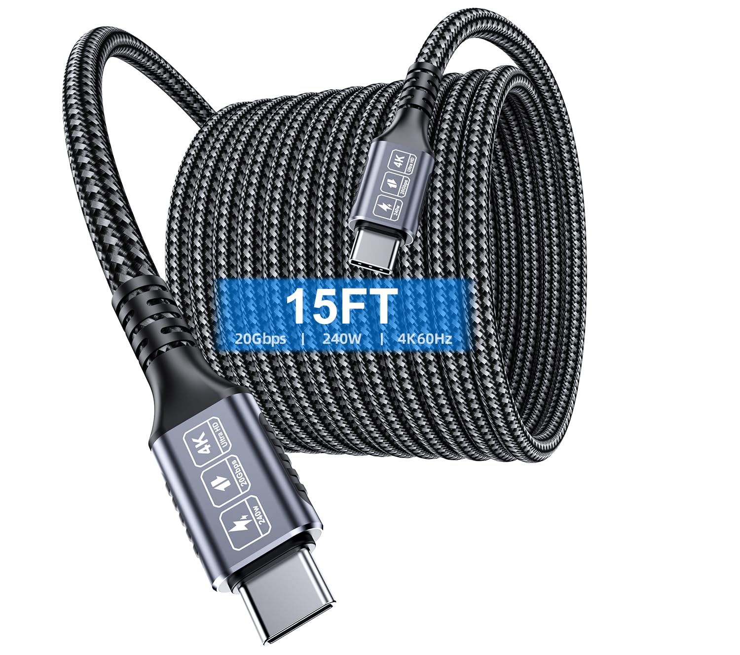 Cavo da USB C a USB C, ricarica rapida da 240 W, dati 20 Gbps, video 4K