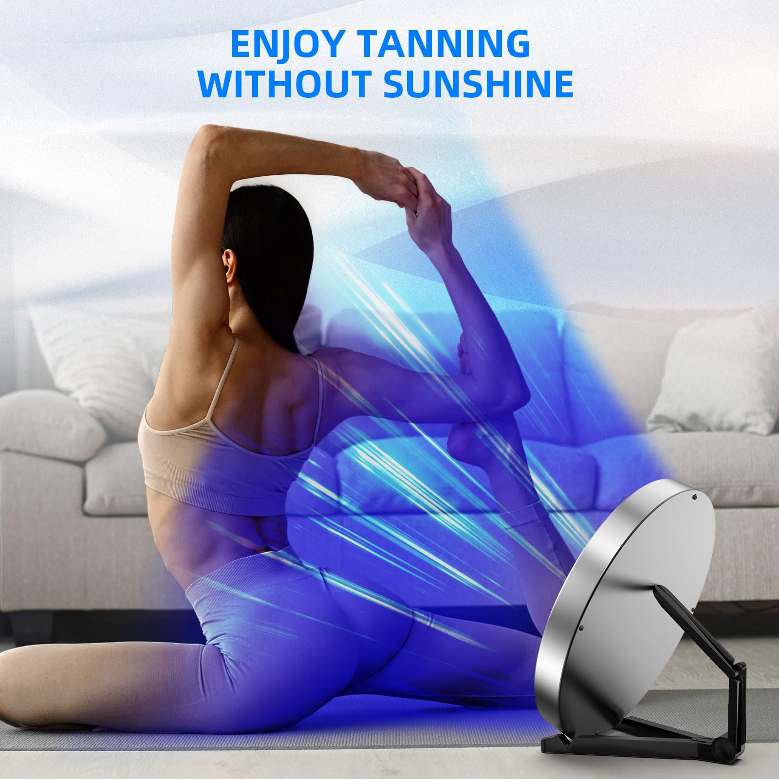 Solarium para el hogar, 460 NM, lámpara de bronceado redonda portátil con 250 ledes, 50 W, soporte ajustable y gancho para colgar, bronceador facial para el hogar para el cuerpo