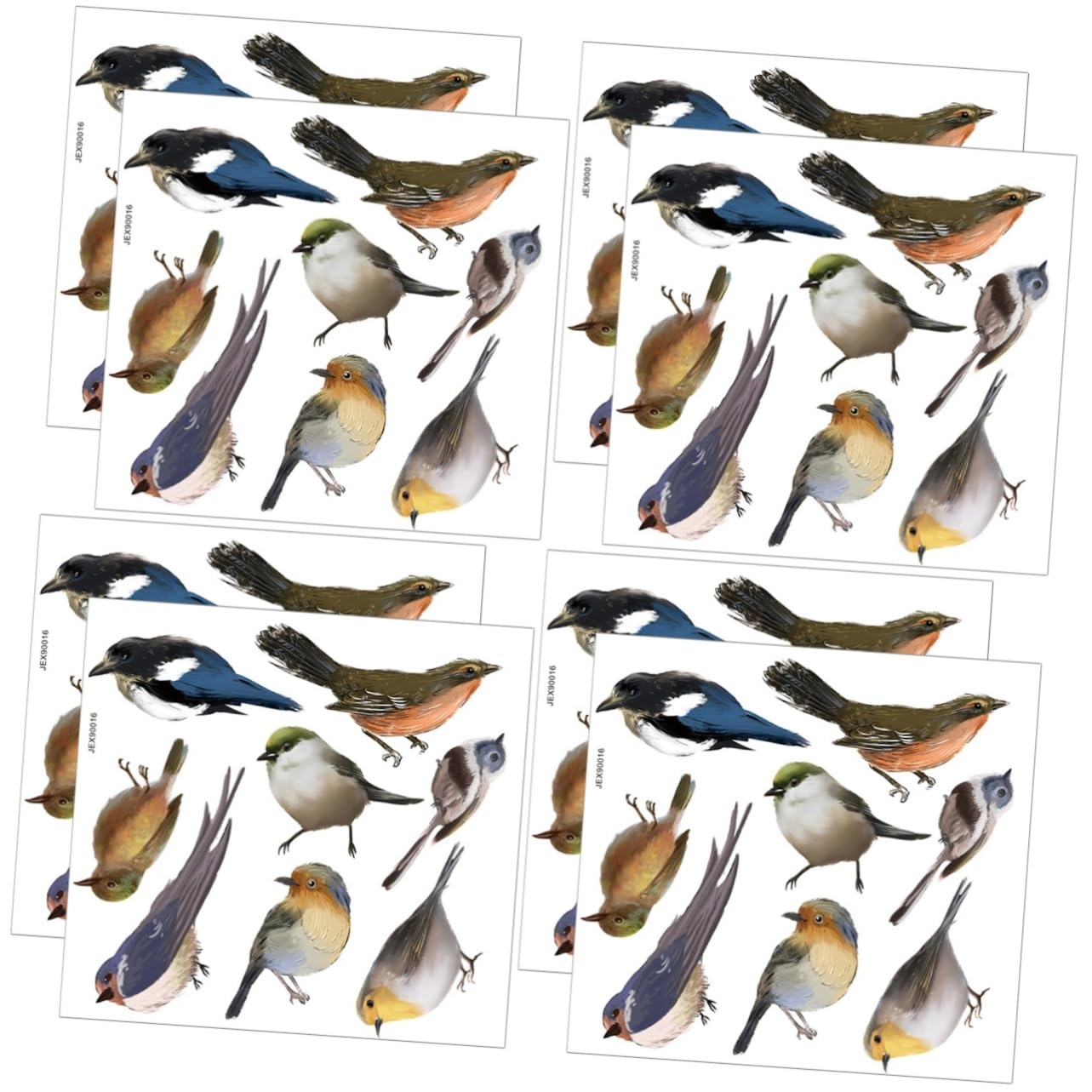 4 Ensembles Autocollants De Fenêtre Sombre Pour Décalcomanies De Fenêtre Couvrant Décoration Décalque De En Verre Décoratif Sticker Oiseau Pvc Coloré 2 Feuilles*4