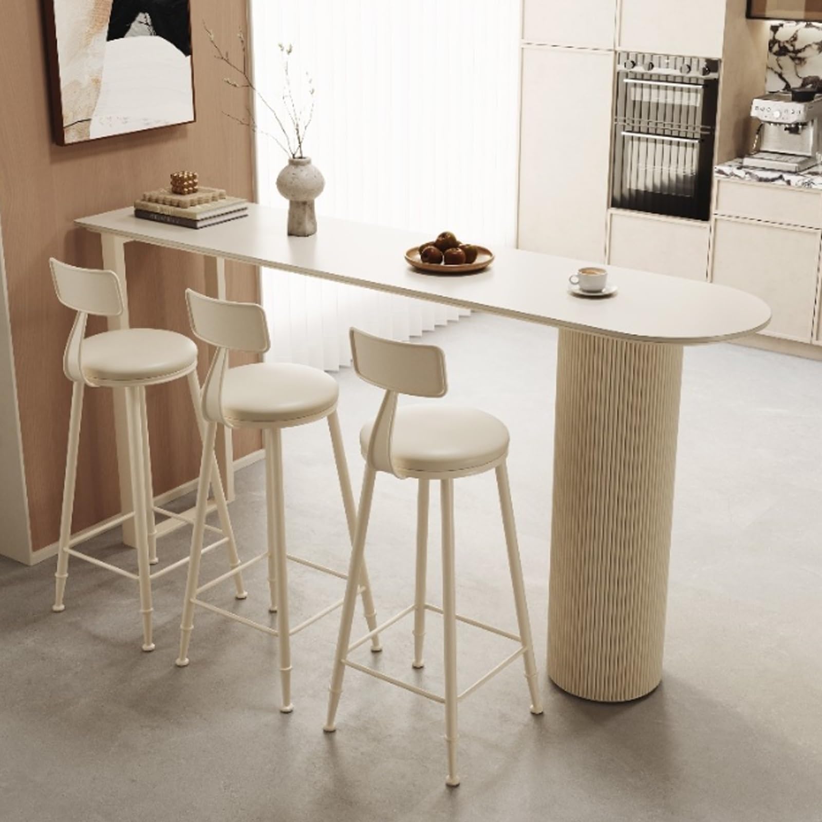 Tavolo da bar rettangolare industriale – Tavolo consolle in ardesia con base in metallo e gambe a colonna per pub, patio o sala da pranzo
