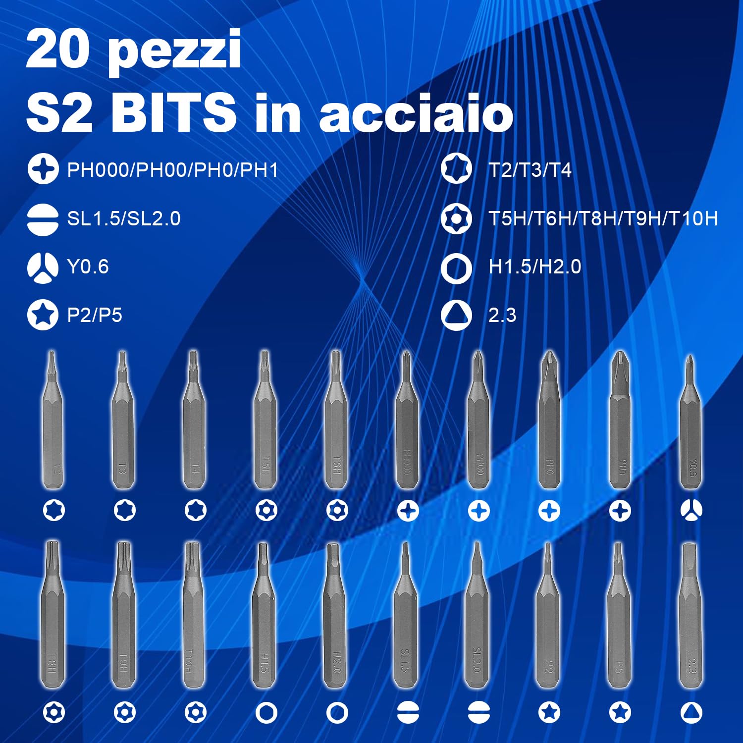 HERZO Mini cacciavite elettrico, 20 in 1, avvitatore elettrico di precisione con punte magnetiche, 2 livelli di coppia esagonale, 5/32 pollici, per cellulare, laptop, occhiali, riparazione orologi
