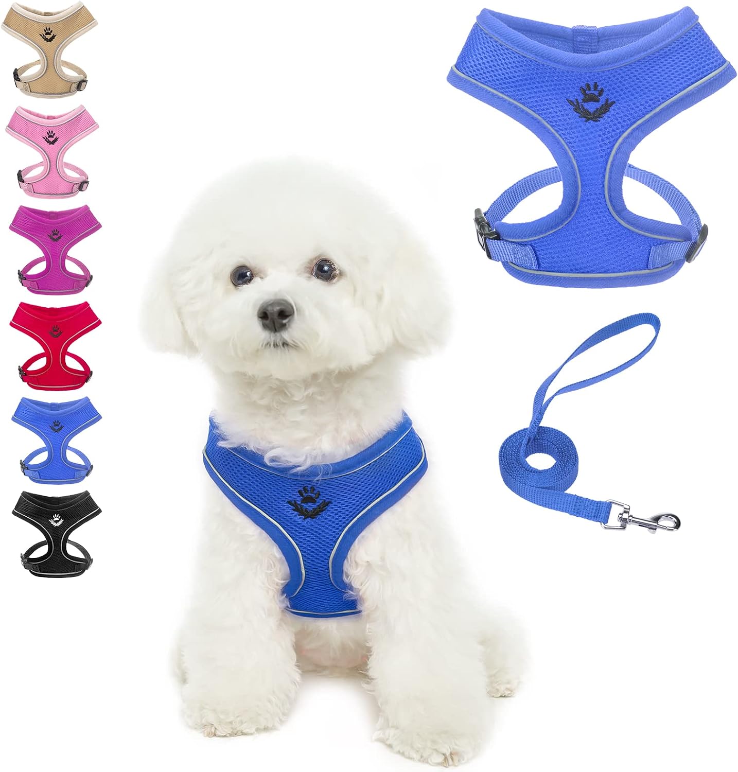 BEAUTYZOO Small Dog Harness and Leash Set Soft Mesh No Chock Pet Harness for XXS XS Small Medium Dogs Step in Vest Harnesses Reflective…