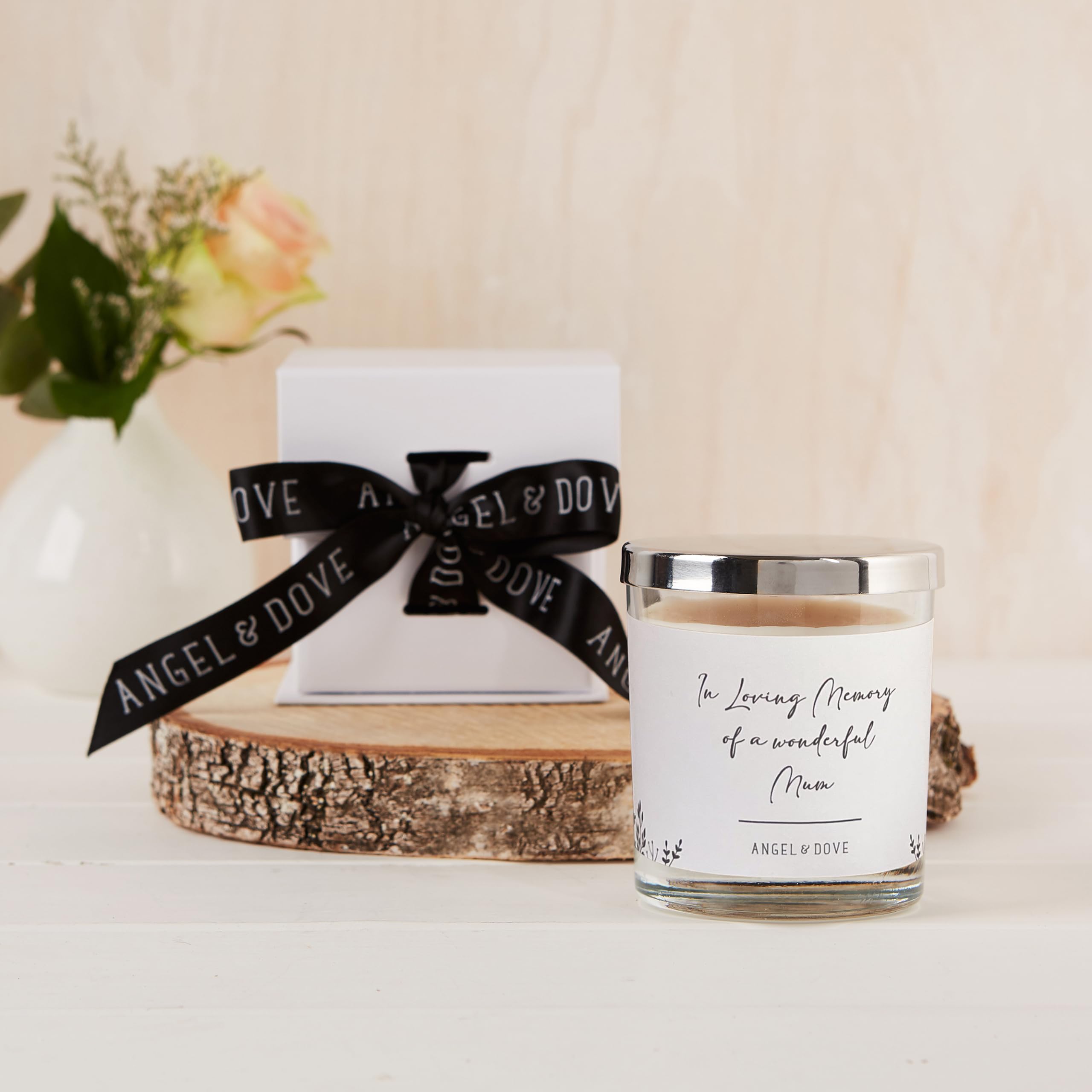 ANGEL & DOVE "In Loving Memory of a Wonderful Mum" Kerze Trauergeschenk